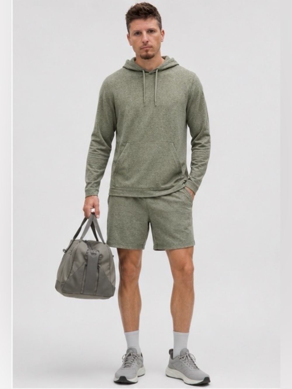 lululemon athletica Soft Jersey Pullover Hoodie in Heather Olive